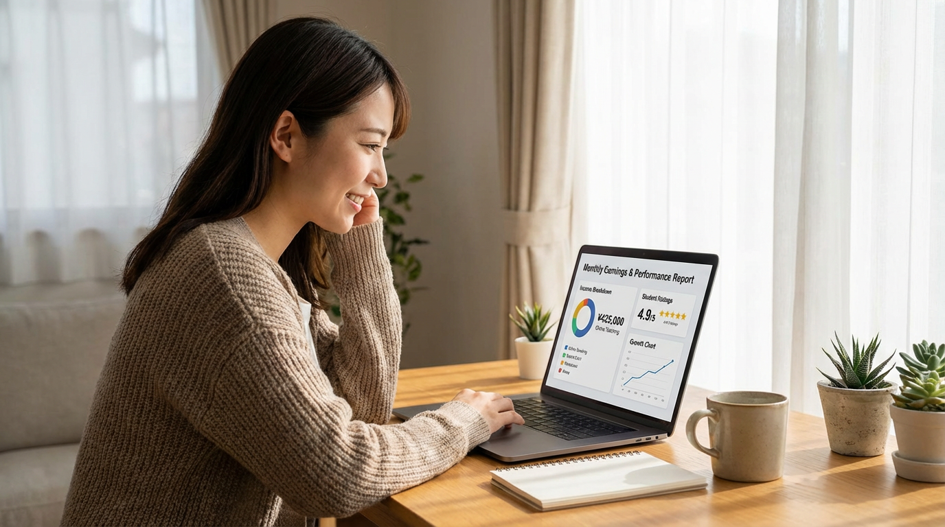 教師報酬画面を確認する様子
